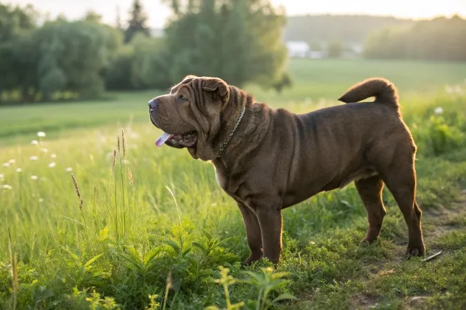 Photo d'un Sharpei adulte couleur chocolat