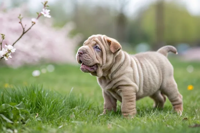 Photo d'un chiot Sharpei couleur isabella